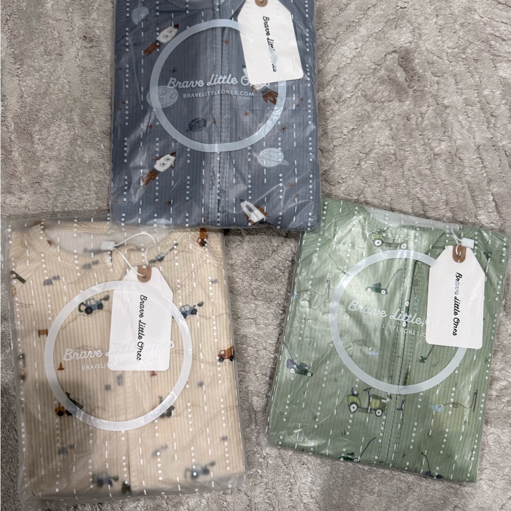 NWT Brave Little Ones Kids Pajamas lot- Blue, Green, and Cream